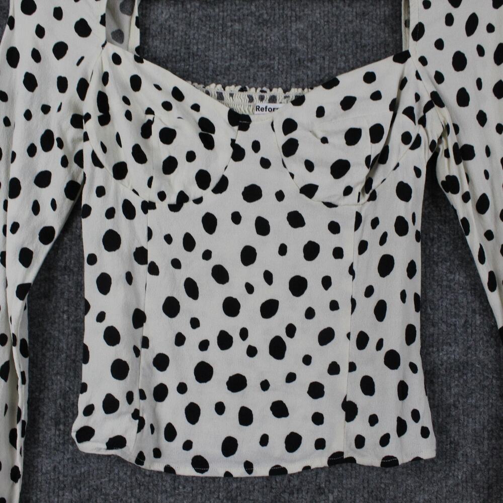 Reformation Top 2 Reign Top Ink Blot Print Sweetheart Neckline Polka Dot Bustier - Picture 7 of 15